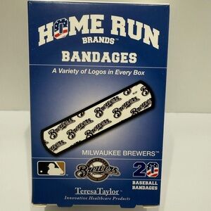 MLB Milwaukee Brewers baseball Home Run Bandages - 20 ct New